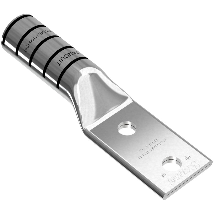 Long Barrel Lug, 1/2 in., Black, 2-Hole, 750 kcmil