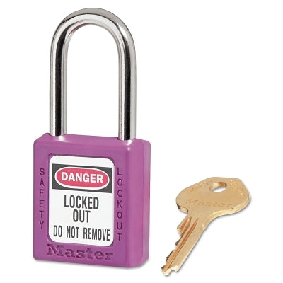 Zenex Thermoplastic Safety Lockout Padlock, 410, 1-1/2 W x 1-3/4 H Body, 1-1/2 in H Shackle, KD, Purple