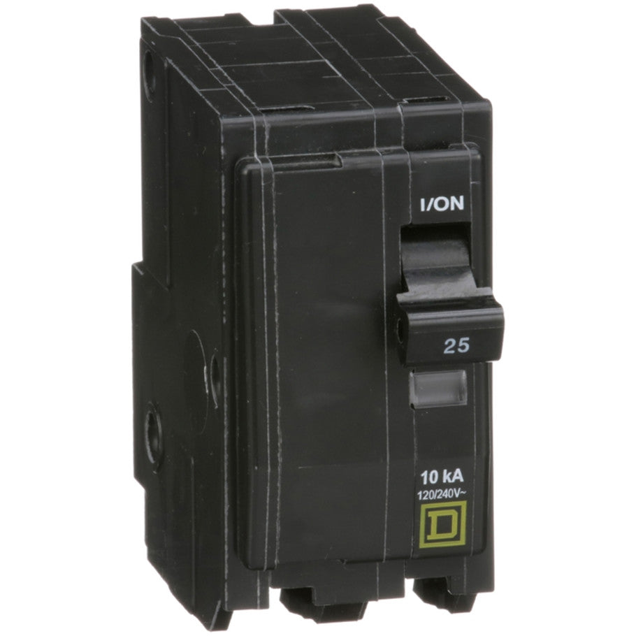 QO Miniature Circuit Breaker, Plug-In, 10kA, Common Trip, 120/240 Vac, 2-Pole, 25A
