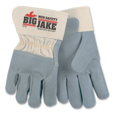 Big Jake Premium A+ Side Split Leather Work Gloves, 1713, Canvas/Jersey Lining, Single Palm, 4.5 in Cuff, XL