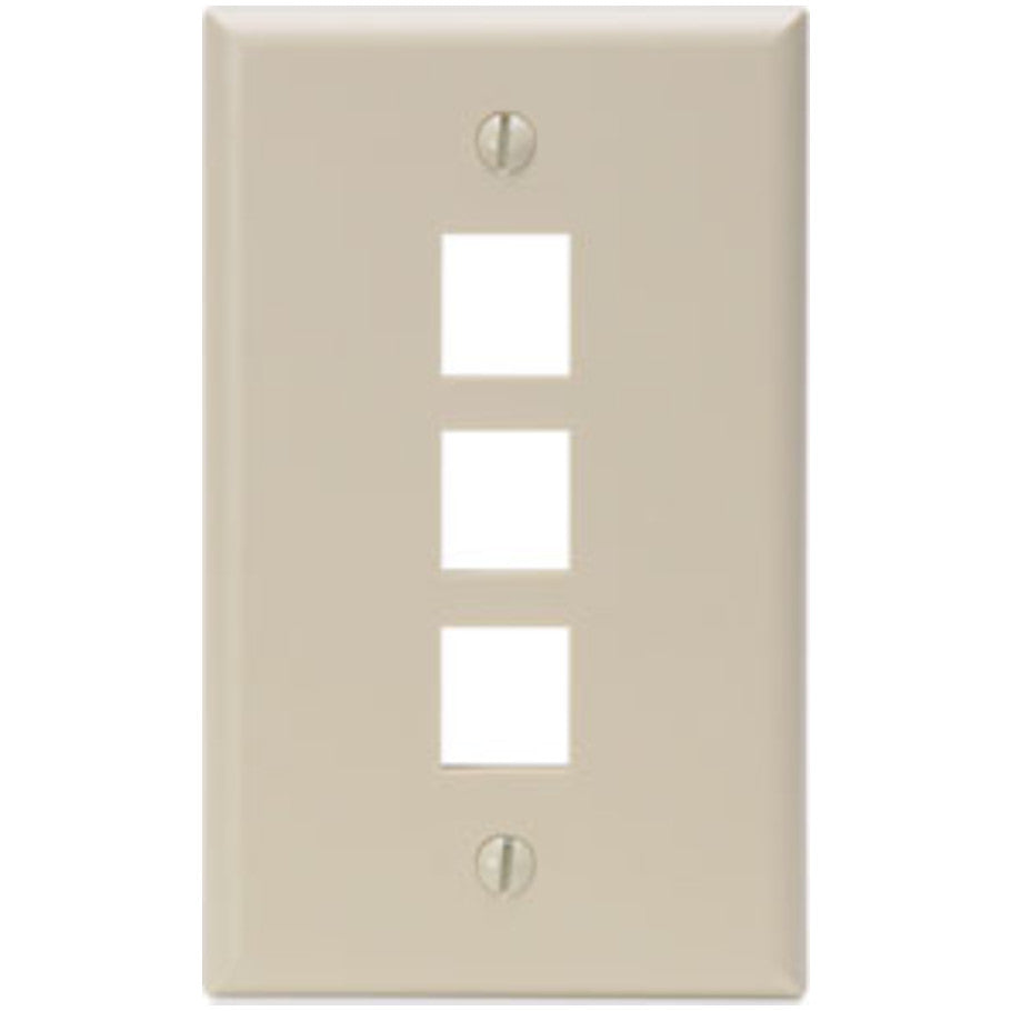 QuickPort Standard Plastic Wallplate, 1-Gang, 3-Port, Ivory