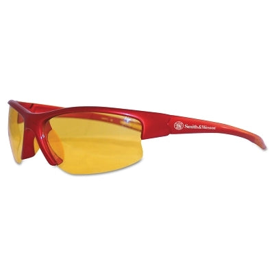Equalizer Safety Glasses, Amber Polycarbonate Lens, Uncoated, Red, Nylon