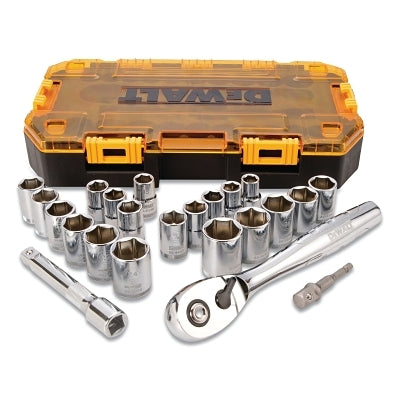 Socket Set, 23-Pc, 1/2 in Drive, 6-point, SAE/Metric, Stackable Case