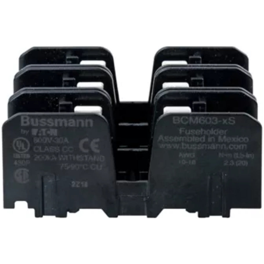 Fuse Blocks and Fuse Holders, Class CC, DIN Rail, Panel, 3-Pole, 30 A, 600 V, Phil-Slot Screw, 18 to 10 (Copper) AWG