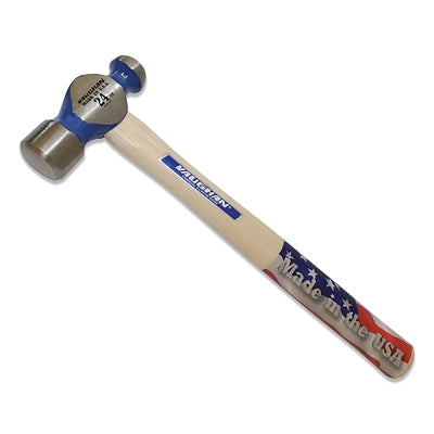 Commercial Ball Pein Hammer, Hickory Handle, 15 in OAL, Forged Steel 24 oz Head