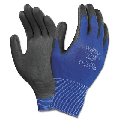 11-618 Polyurethane Palm Coated Gloves, Size 8, Black/Dark Blue