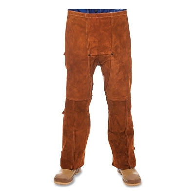 STEERSOtuff Premium Leather Chaps, 44-7440, 40 in W x 40 in L, Grade A Cowhide/Kevlar Thread, Lava Brown