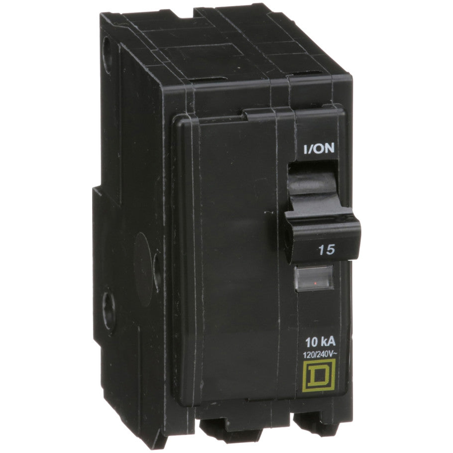 QO Miniature Circuit Breaker, Plug-In, 10kA, Common Trip, 120/240 Vac, 2-Pole, 15A