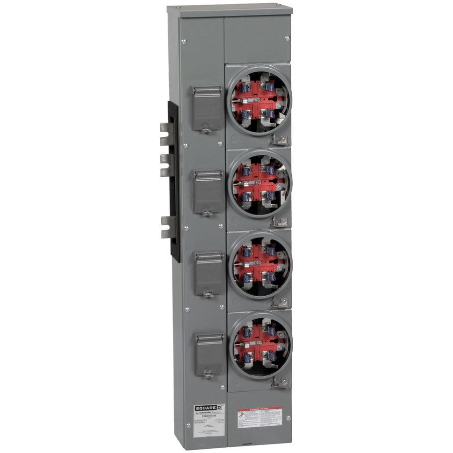 Branch Unit, EZ Meter-Pak, 125A, 4 Sockets, 120/240VAC, Horn Bypass, Ringless, 800A Busbar