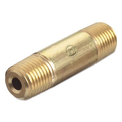 Pipe Thread Nipples, 3,000 PSIG, Brass, 1/4 in (NPT)