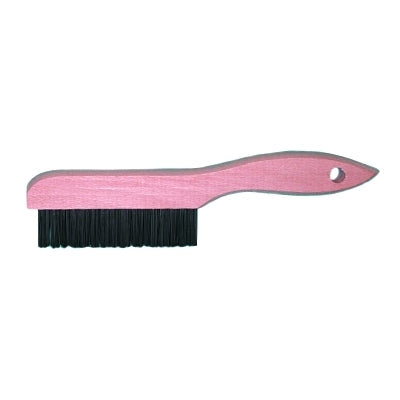 Shoe Handle Wire Scratch Brush, 10 in, 4 x 16 Rows, Carbon Steel Wire, Wood Handle