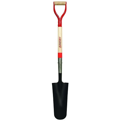 Drain Spade, 14 in L x 4.75 in W Round Blade, 29 in North American Hardwood Steel/Wood D-Grip Handle