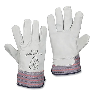 Work Gloves, 1524, Economy Shoulder Split Cowhide/Canvas, Blue/Red/Gray; Large, 12 PR/BX