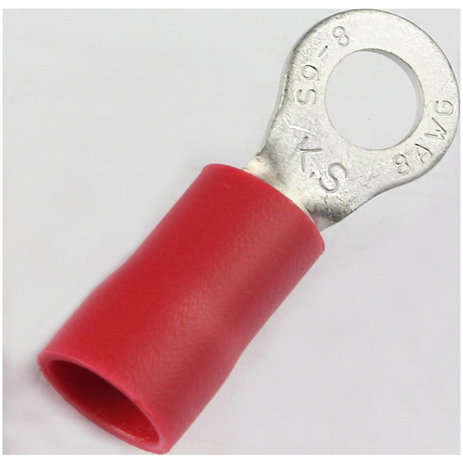 StrongHold Ring Terminal, Vinyl Insulated, 8 AWG, 1/4 Stud Size