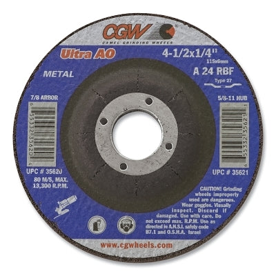 1/4 in Depressed Center Wheel Type 27, 4-1/2 in dia, 5/8 in Arbor, A24R