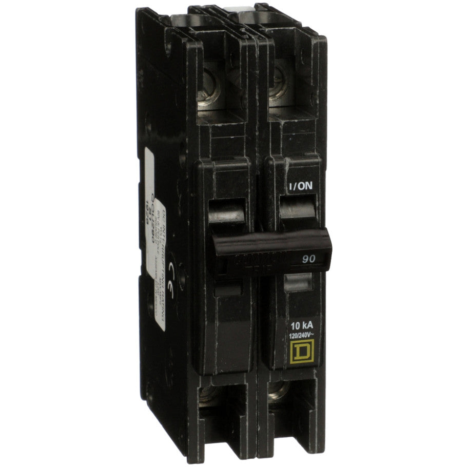 QOU Miniature Low Ampere Circuit Breaker, Unit-Mount, 10kA, 120/240 Vac, 2-Pole, 90A