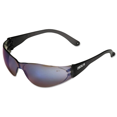 Checklite CL1 Frameless Safety Glasses, Polycarbonate Blue Mirror Lens, Duramass, Smoke Polycarbonate Temples