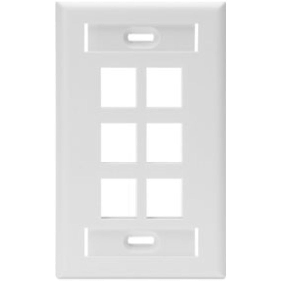 QuickPort Wallplates With ID Windows, Single-Gang, 6-Port, White