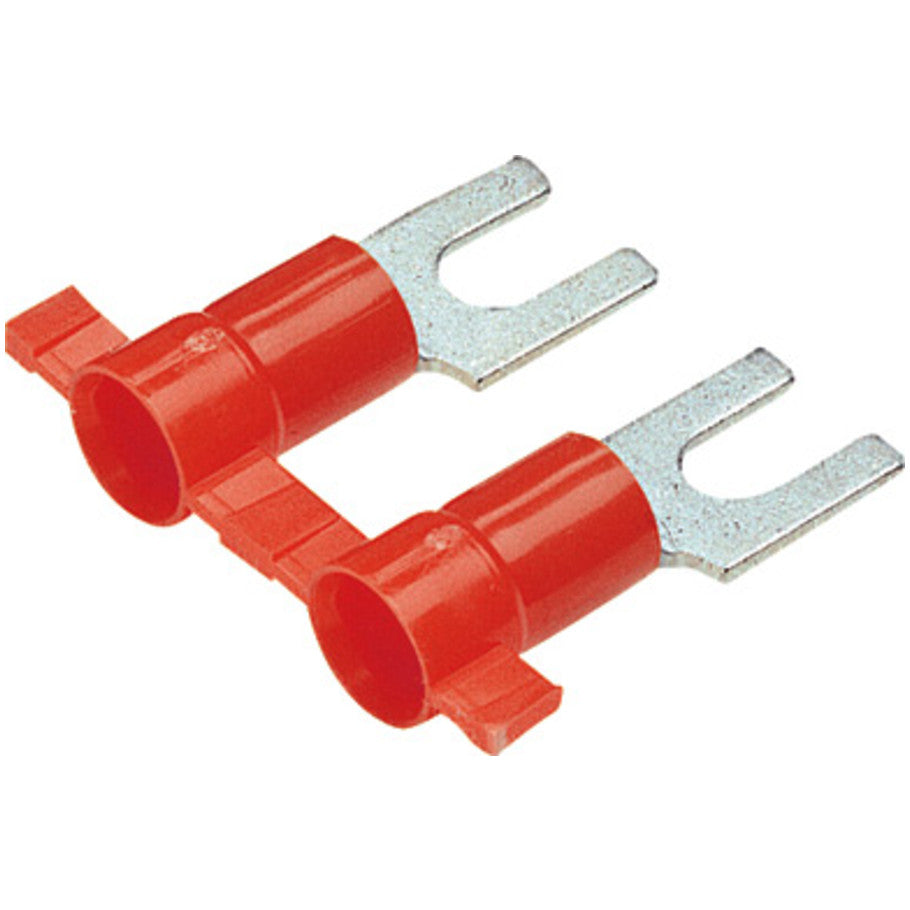 Reel Smart PV18-6FNB-3K Fork Terminal, Narrow, Red, Vinyl, 18-22 AWG,  6 Stud