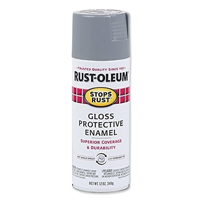 Stops Rust Protective Enamel Spray Paint, 12 oz, Aerosol Can, Smoke Gray, Gloss Finish