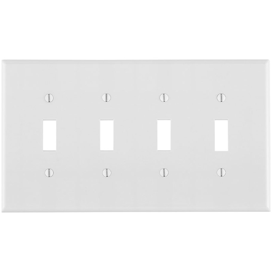 Thermoset 4 Gang Device Mount Midsize Toggle Switch Wall Plate, White