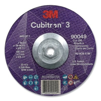 3M 638060-90049 Cubitron 3 Cut-Off Wheel, 7 in dia x 0.09 in Thick x 5/8 in-11 Arbor, 36+ Grit, T27