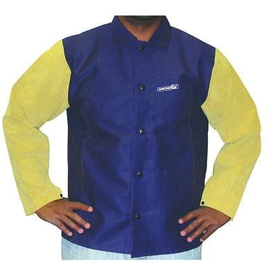 Leather/FR Sateen Combo Jacket, 3X-Large, Blue/Tan