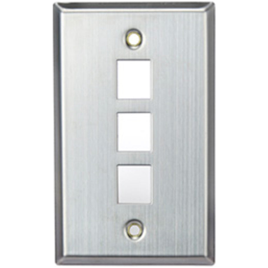 QuickPort Wallplate, Stainless Steel, Single-Gang, 3-Port,