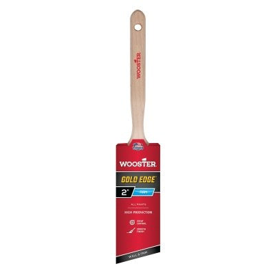 Gold Edge Paint Brushes, 2 in W, Polyester, wood handle