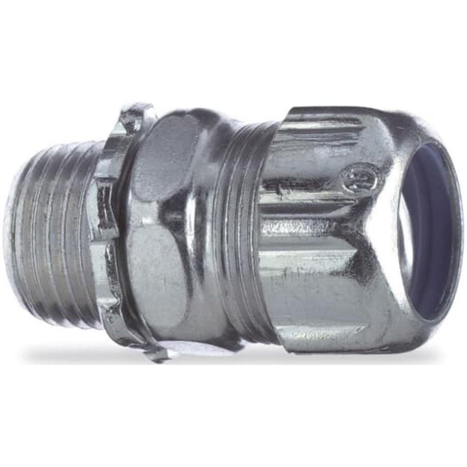 52 Series Liquid Tight Connector, Zinc Electroplated Steel, Flexible Metal Conduit, 3/4 in.