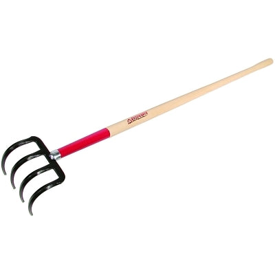 4-Tine Potato/Refuse Hook, 7.5 in Broad/Oval Tines with Diamond Pt, 54 in Handle