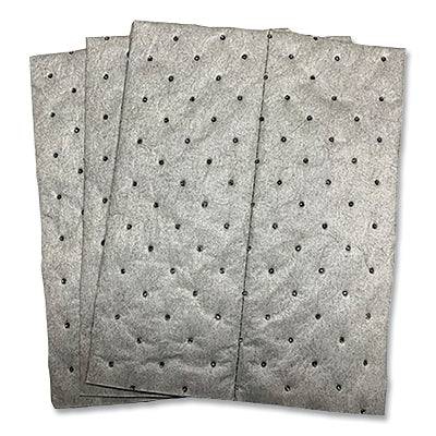 Sorbent Pad, 13 in L x 10 in W, Universal, Heavy, Three-Ply, Gray