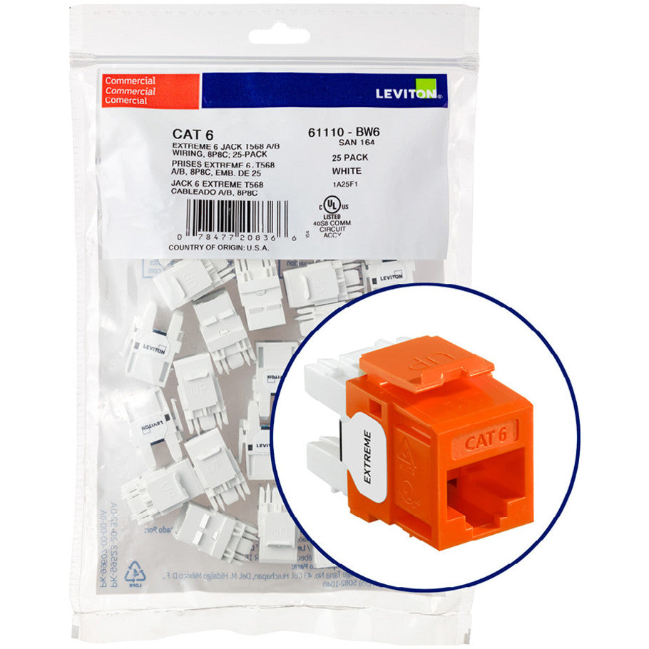 QuickPort eXtreme Cat 6 Component -Rated UTP Connector, Orange