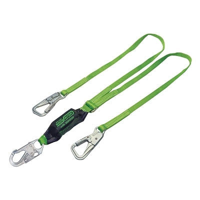 BackBiter Tie-Back Lanyard, 6 ft L, Locking Snap Hook, 310 lb Cap., 2 Legs