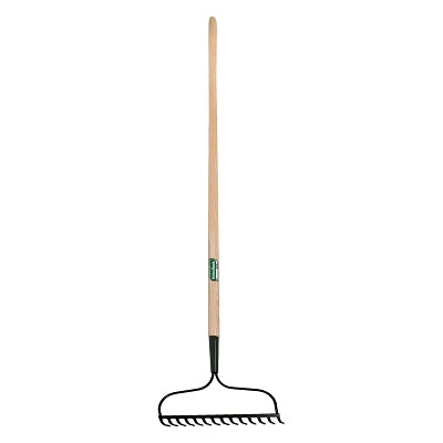 Bow Rake, 13-3/4 in W, Steel, 14 Tine, 54 in L Hardwood Handle