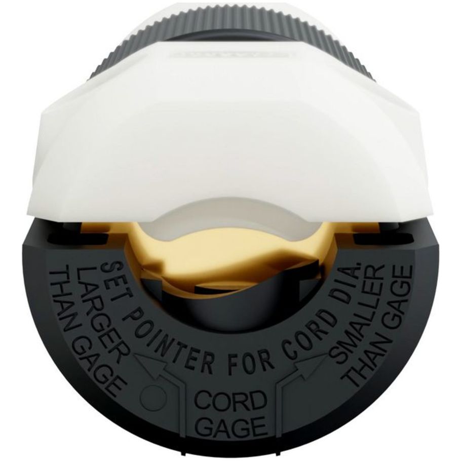 Insulgrip Straight Blade Connector, 15A, 125V, 2P3W, Enclosed Terminals, Cord Dia. 0.230 to 0.720 in., Black/White