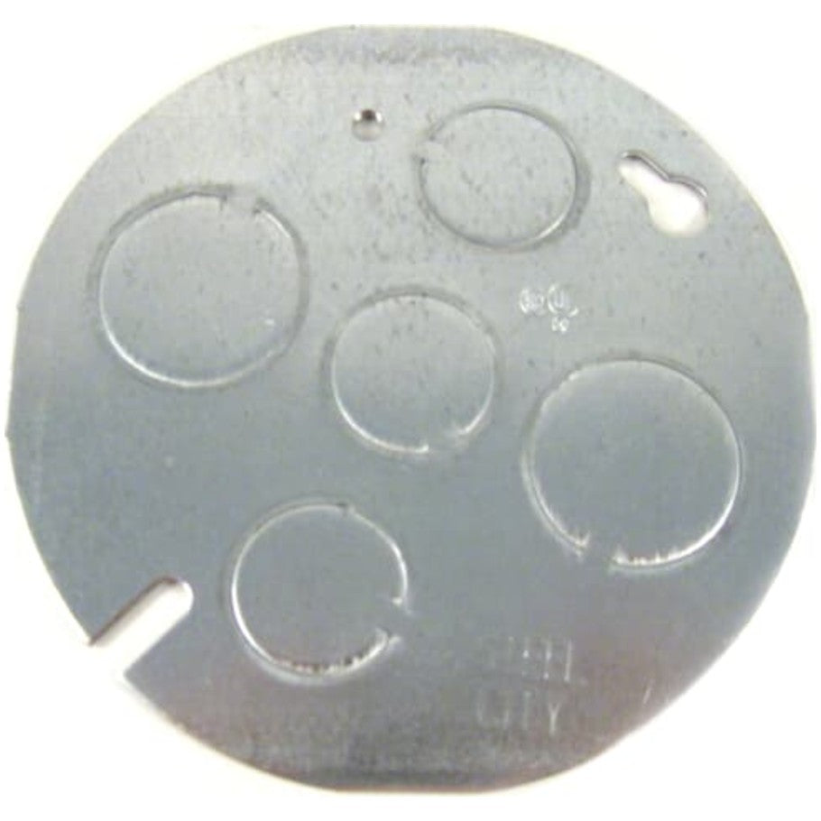 Concrete Box Cover Plate, Steel, Thread Size 3/8-18 NPS, (3) 1/2 in. and (2) 3/4 in. Knockouts