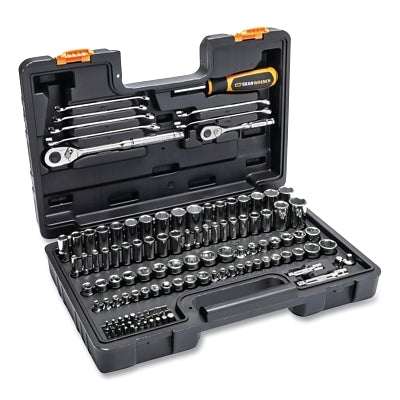 Mechanic Tools Set, 121 Pc, 1/4 in and 3/8 in Drive, SAE/Metric, 6 Point, low Mold Case