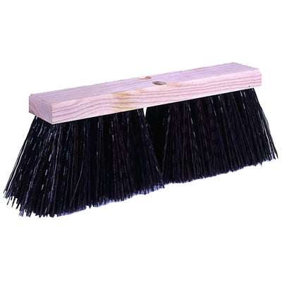 Street Broom, 16 in Hardwood Block, 5-1/4 in Trim L, Brown Polypropylene Fill