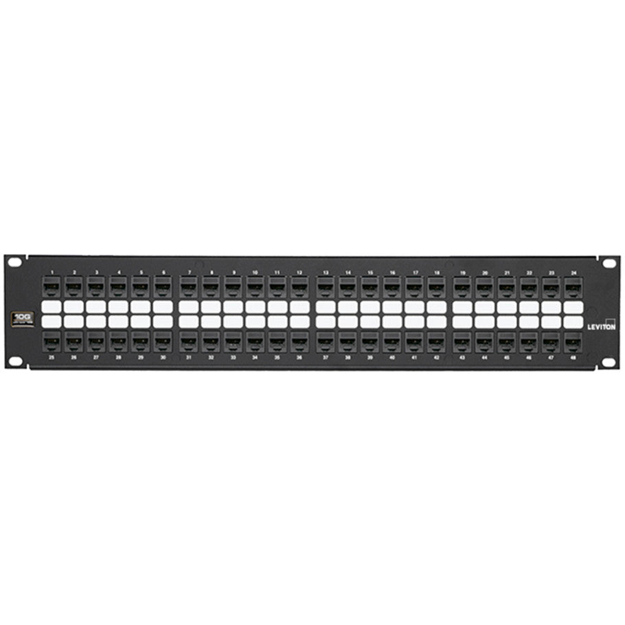 Cat 6A Flat QuickPort Patch Panel, 48-Port, 2RU