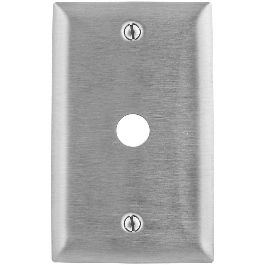 Wall Plate, 1-Gang, (1) Telephone/Coaxial Cable, Hole Dia. 0.380 in., Strap Mount, 302/304 Stainless Steel, Brushed