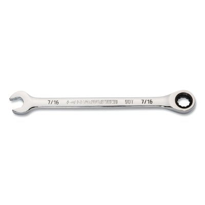 90-Tooth 12 Point Ratcheting Combination Wrench, SAE, 7/16 in