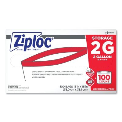 Double Zipper Storage Bag, 2 gal, 100/Box