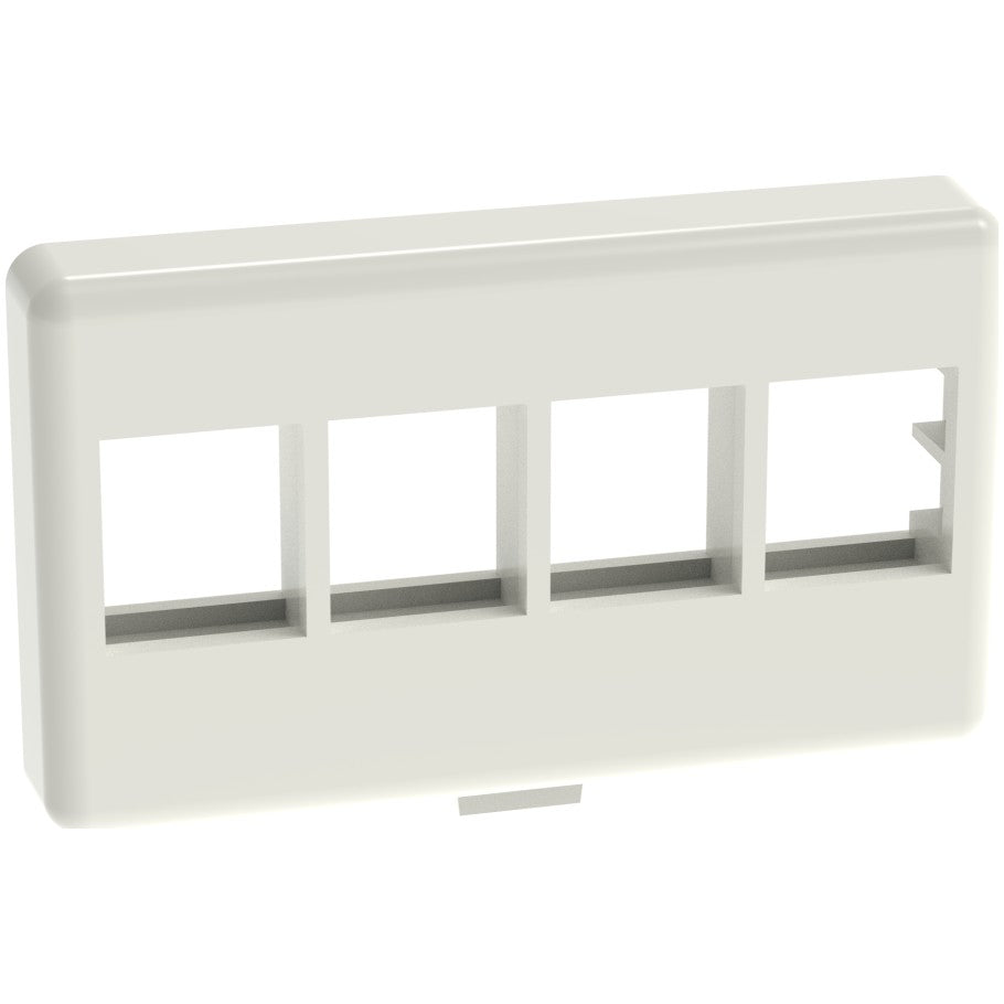 Faceplate, ABS, 4 Port, White, 1 per Package, 10 per Package, 1.7 x 2.9 x 0.88 in., Yes, Keystone Module