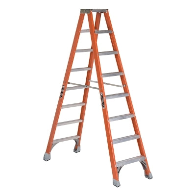 FM1500 Series Fiberglass Twin Front Ladder, IA, 8 ft x 25-1/4 in W, 300 lb Capacity