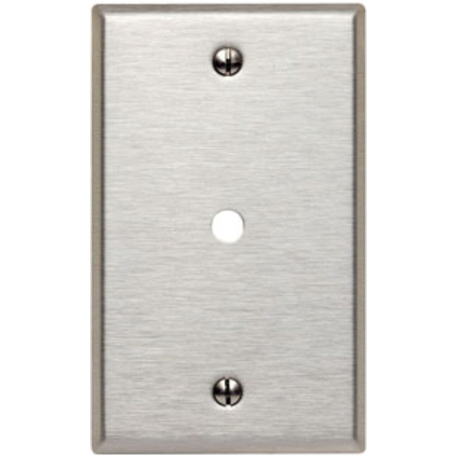 Type 430 Stainless Steel 1 Gang Box Mount Telephone/Cable Wall Plate With 0.312 Inch Dia. Opening
