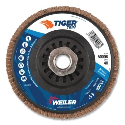 Trimmable Tiger Flap Disc, 4-1/2 in dia, 40 Grit, 5/8 in-11, 13000 rpm, Type 29