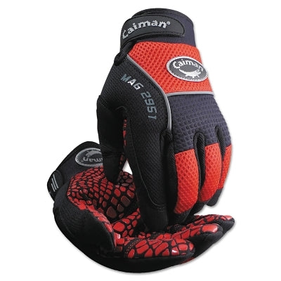 Silicon Grip Gloves, Large, Red/Black