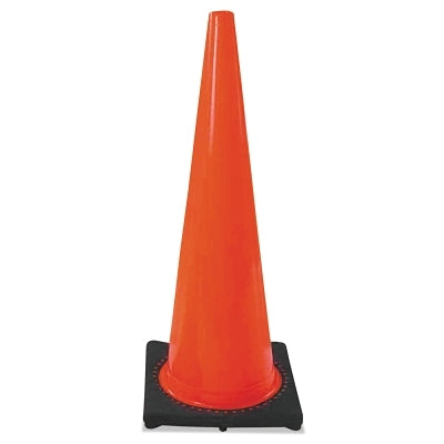 DW Series Traffic Cone, 18 in H, 3 lb PVC, Orange/Black Base