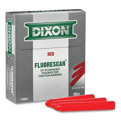 Fluorescent Crayon, 5 in dia, 11/16 in L, Fluorescent Red